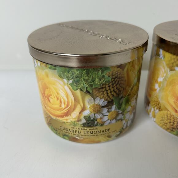 Bath & Body Works Sugared Lemonade 3-wick 14.5oz Candles Lot Of 2 - Picture 5 of 6